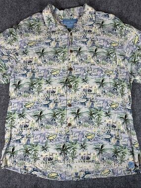 Bermuda Bay 100% Silk Hawaiian Tropical Button Down Shirt Men’s Size Large